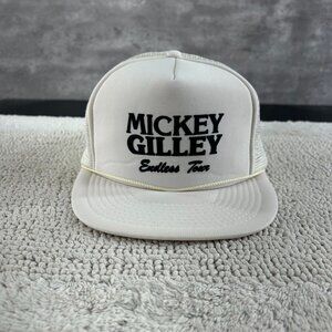 Vintage Mickey Gilley Mesh Snapback Trucker Rope Hat OSFA Country Music Tour Cap